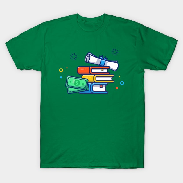 Scholarship, Certificate, Money And Book Cartoon T-Shirt by Catalyst Labs